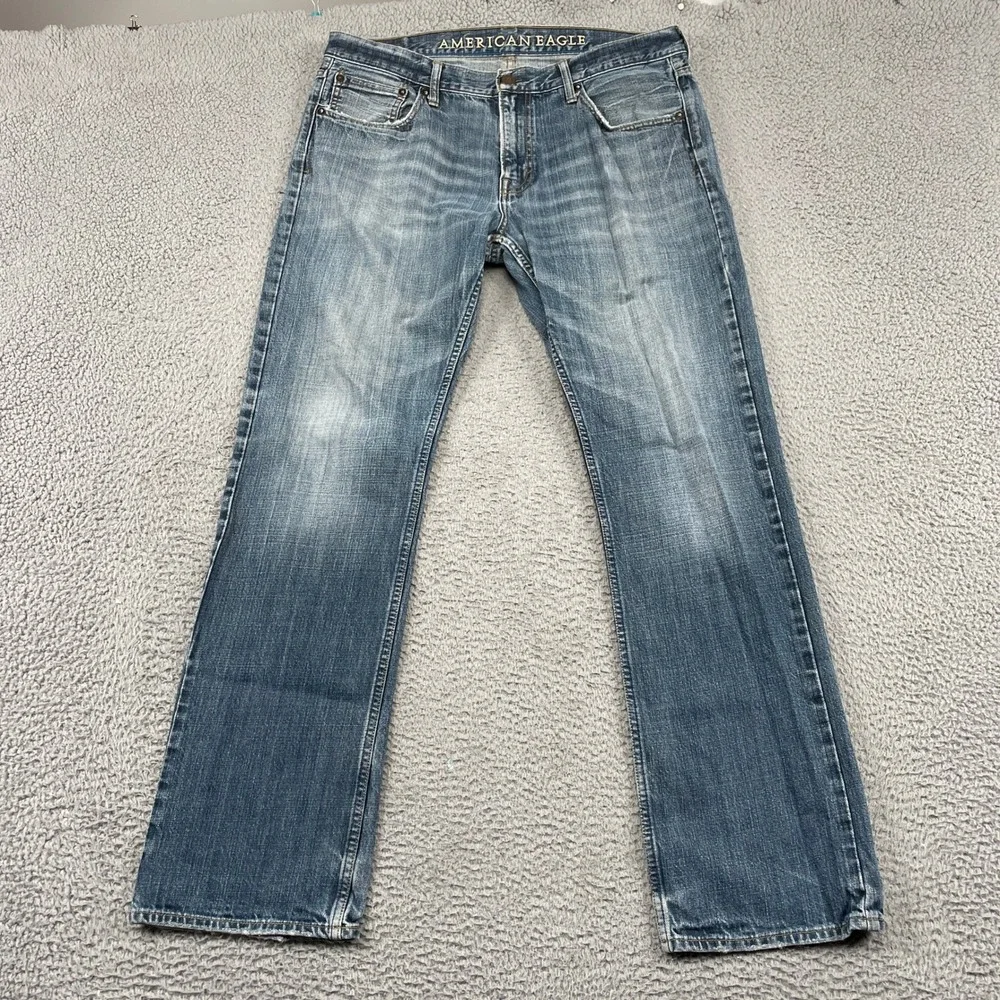 American Eagle Jeans Mens 36x34 Blue Original Straight Regular Fit Casual Denim